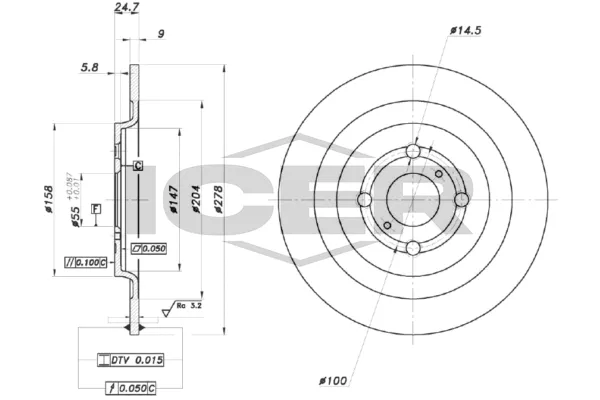 Fren Disk Ayna Arka Sağ ve Sol Toyota Yaris (KSP1/NLP1/NSP1)(2011->)  SWAPP 43484