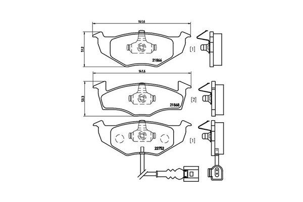 Fren Disk Balata Ön Volkswagen Polo IV (9N3)(04.2005->2009)  MAGNETI MARELLI 363700485071