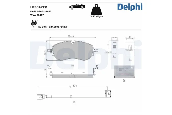 Fren Disk Balata Ön Skoda Enyaq Coupé (5AC)(01.2022->)  DELPHI LP5047EV