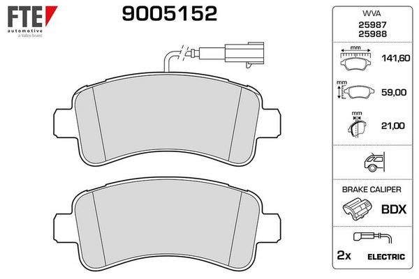 Fren Disk Balata Arka Fiat E- Ducato (505) P.Van-Yüksek Tavan 425 (07.2020->)  FTE 9005152