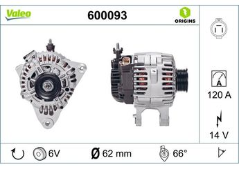 Alternatör  VALEO 600093  3730037800 37300-37800