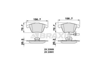 Fren Disk Balata Ön BRAXIS AB0087  4F0698151D 8E0698151G 8E0698151C 4E0698151F 4F0698151A 4F0698151K 8E0698151L