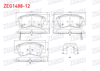 Fren Disk Balata Ön ZEGEN ZEG1488-12   581011RA05 58101C8A00 58101C8A50 581014LA00 58101-4LA00 58101-1RA05 581011WA05 581011WA35 58101-1WA05 58101-1WA35