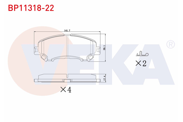 Fren Disk Balata Ön Nissan X-Trail (T32)(04.2014->)  VEKA BP11318-22