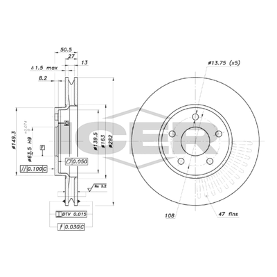 Fren Disk Ayna Ön Sağ ve Sol Ford Focus 4/5 Kapı (CGE)(2018->)  CIFAM 800-1890C