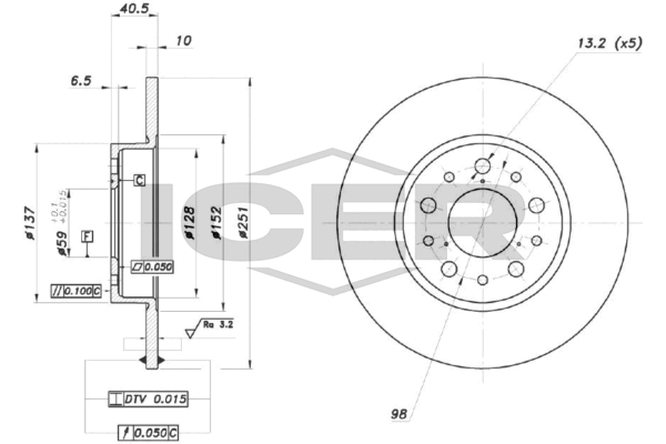 Fren Disk Ayna Arka Sağ ve Sol FIAT ORJINAL 52067389