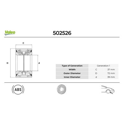 Teker Rulmanı Ön Sağ veya Sol Ford Focus S.Wagon (CAK)(1998->)  VALEO 502526