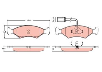 Fren Disk Balata Ön TRW GDB2438  1613128 5015920 5018195 5018900 5023995 6090941 6109375 6121606 6155611 6166953 6189147 87FX2K021HA 87FX-2K021-HA 87FX2KO21HA 87FX-2KO21-HA