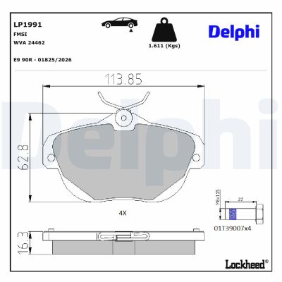 Fren Disk Balata Arka Citroen C6 (09.2005->)  DELPHI LP1991