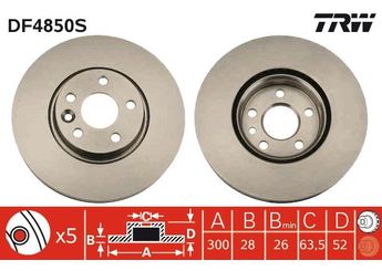 Fren Disk Ayna Ön Sağ ve Sol TRW DF4850S  1379965 1384689 1405510 1420600 1420601 1469085 1500158 6G912C375FA 6G91-2C375-FA 7G911125BA 7G91-1125-BA LR000571 LR007055 30736311 30769056 31202327 31202331 31341382