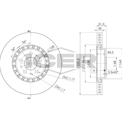 Fren Disk Ayna Ön Sağ ve Sol Volvo XC90 (07.2002->)  OTOZONE BD3101