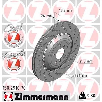 Fren Disk Ayna Arka Sağ BMW M6 Serisi Gran Coupe (F06)(2013->)  ZIMMERMANN 150.2910.70
