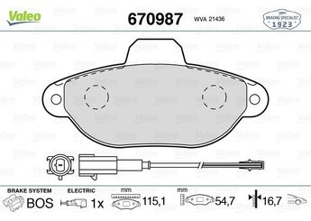 Fren Disk Balata Ön VALEO 670987  77364635 6001073453 77365191 77365306 77365816 1559698 1669578 1675620 9S512K021BA 9S51-2K021-BA 9S512K021BB 9S51-2K021-BB 9S512K021BC 9S51-2K021-BC