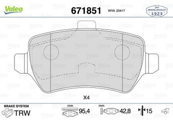 Fren Disk Balata Arka VALEO 671851  1605995 93169143 93179164 1605122 93188727
