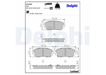 Fren Disk Balata Ön DELPHI LP2296  LP2296 581011YA30 58101-1YA30 581011YA00 581011YA31 581011YA35 581011YA40 581011YA45 S581011YA30 S581011YA35 S581011YA45
