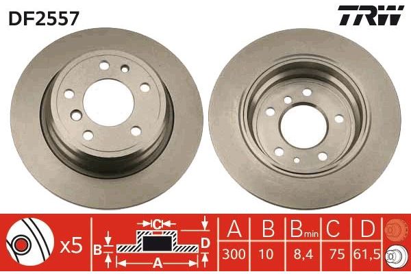 Fren Disk Ayna Arka Sağ ve Sol BMW 5 Serisi Touring (E34)(1991->)  TRW DF2557