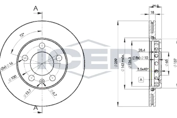 Fren Disk Ayna Ön Sağ ve Sol Volkswagen Fox (5Z1)(04.2005->2011)  SWAPP 43329