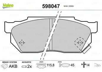 Fren Disk Balata Ön VALEO 598047  45022SR3910 45022SA5000 45022-SA5-000 45022SA5010 45022-SA5-010 45022SA5020 45022-SA5-020 45022SB0505 45022-SB0-505 45022SB0506 45022-SB0-506 45022SB2674 45022-SB2-674 45022SB2675 45022-SB2-675 45022SB6000 45022-SB6-000 45022SH3000 45022-SH3-000 45022SH3010 45022-SH3-010 45022SH3N30 45022-SH3-N30 45022SH3N31 45022-SH3-N31 45022SH3N32 45022-SH3-N32 45022SR3505 45022-SR3-505 45022-SR3-910 45022SR3920 45022-SR3-920