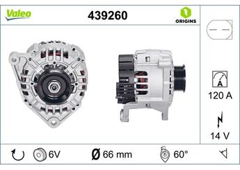 Alternatör  VALEO 439260  41541802 41542002 41545902 59903015F 059903015F 59903015FX 059903015FX 59903015G 059903015G 59903015GX 059903015GX 6C903016 06C903016 6C903016A 06C903016A 6C903016AX 06C903016AX 6C903016X 06C903016X 6C903018 06C903018 6C903018X 06C903018X