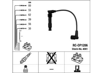 Buji Kablosu  NGK 4061  1612603 16 12 603 1612619 16 12 619 90491944 90 491 944 90493032 90 493 032