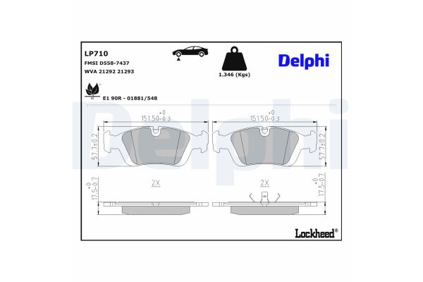 Fren Disk Balata Ön BMW 3 Serisi Sedan (E46)(1998->)  DELPHI LP710