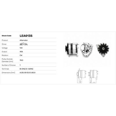 Alternatör  LUCAS ELEKTRIK LEA0135