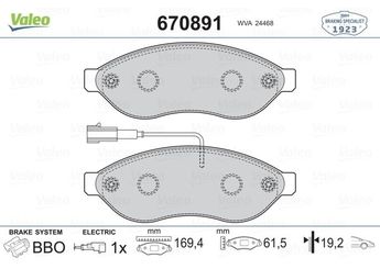 Fren Disk Balata Ön VALEO 670891  77364160E 1411457380 1607878380 1607878580 1611457380 1611839180 1617273980 1623842380 1623842480 425356 4253-56 425358 4253-58 425461 4254-61 425462 4254-62 E172301 6001073131 71770026 71770032 71773146 77364014 77364160 77366017 77366019 77367091 77369119 77369120 425355 4253-55 425357 4253-57