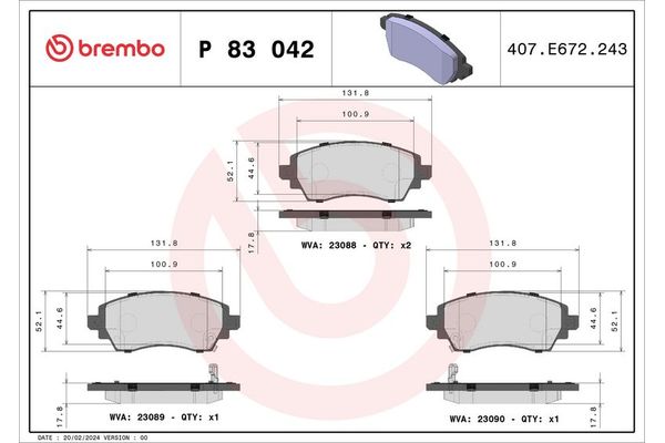 Fren Disk Balata Ön BREMBO P 83 042