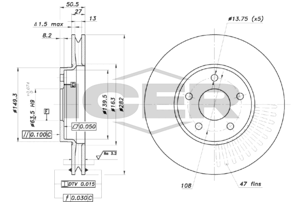 Fren Disk Ayna Ön Sağ ve Sol Ford Focus 4/5 Kapı (CGE)(2018->)  AYD 51447