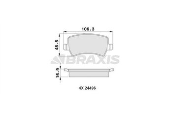 Fren Disk Balata Arka BRAXIS AA0119  30794554 LR043285 31317482 30794555 1426143 1426144 1439866 1459450 1503969 1566233 1752093 6G912M008FA 6G912M008FB 6G912M008FC 6G912M008FD ME6G9J2M008FA LR027129 LR043714 30671574 30671575 30742516