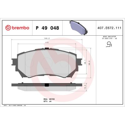 Fren Disk Balata Ön Mazda 6 Kombi (GJ)(08.2012->)  BREMBO P 49 048