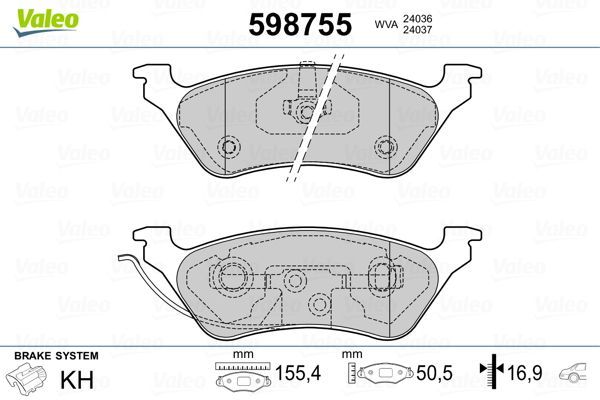 Fren Disk Balata Arka Chrysler Voyager (RG)(2001->)  VALEO 598755