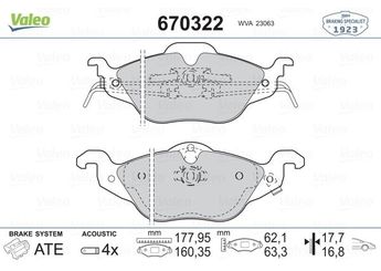 Fren Disk Balata Ön VALEO 670322  1605034 9195144 1605070 1605091 1605000 1605121 1605959 90544025 9195607 93171035 93184519 93188726