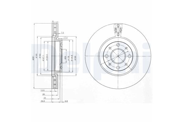 Fren Disk Ayna Ön Sağ ve Sol Abarth Stilo (192)(2001->)  DELPHI BG3699