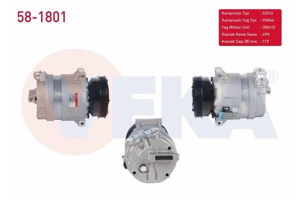 Klima Kompresörü  Fiat Marea (185) Weekend (12.2001->)  VEKA 58-1801