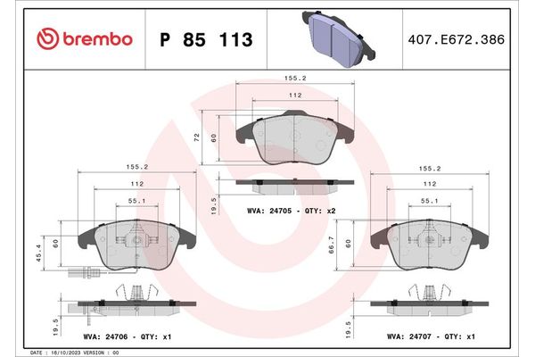 Fren Disk Balata Ön Audi A5 Coupe (8T)(06.2007->)  BREMBO P 85 113
