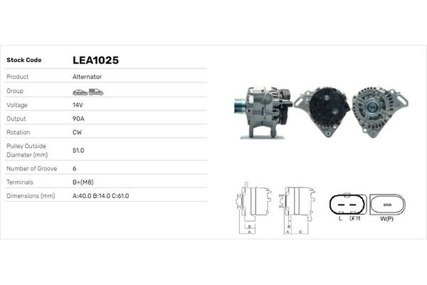 Alternatör  LUCAS ELEKTRIK LEA1025