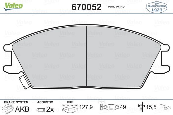 Fren Disk Balata Ön Hyundai Accent (X3)(1998->)  VALEO 670052