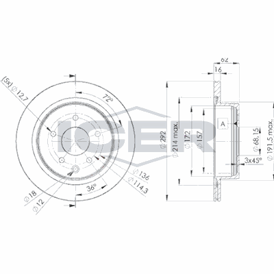 Fren Disk Ayna Arka Sağ ve Sol Nissan X-Trail (T31)(03.2007->)  SWAPP 43169