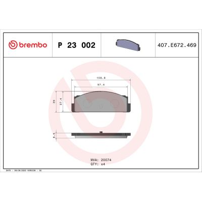 Fren Disk Balata Arka BREMBO P 23 002