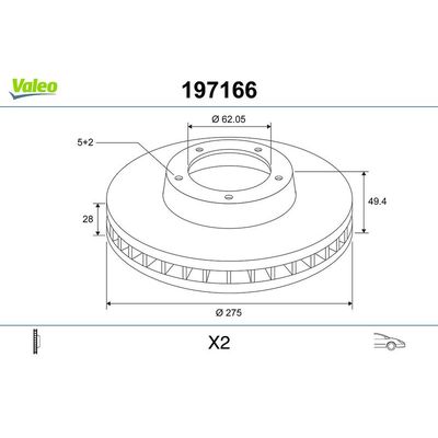 Fren Disk Ayna Ön Sağ ve Sol Toyota Previa (R30)(2000->)  VALEO 197166
