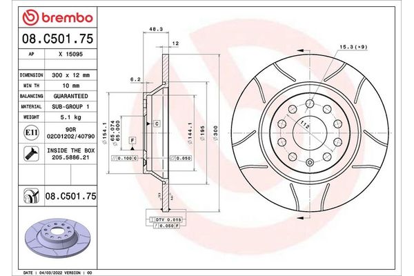 Fren Disk Ayna Arka Sağ ve Sol Volkswagen Tiguan (CT1)(11.2023->)  BREMBO 08.C501.75
