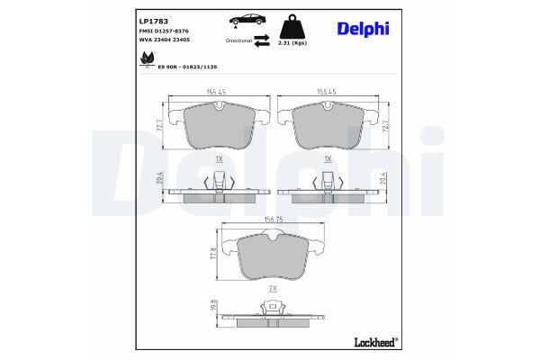 Fren Disk Balata Ön Saab 9-3 Cabriolet (2008->)  DELPHI LP1783
