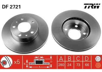 Fren Disk Ayna Ön Sağ ve Sol TRW DF2721  4246L4 4246L2 4246 L2 4246L3 4246 L3 4246 L4 4246X9 4246 X9 4246Y1 4246 Y1 424926 4249 26 424927 4249 27 4249H8 4249 H8 4249K3 4249 K3 13005010080 1300501080 46806233 51728377 51848618 71738905