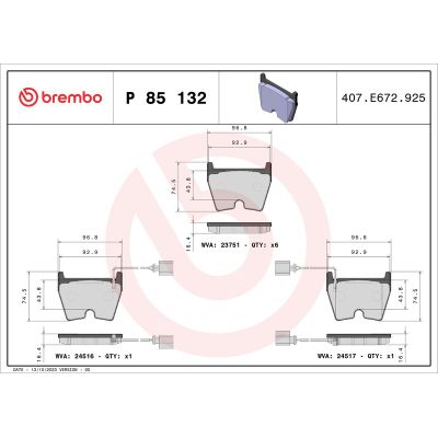 Fren Disk Balata Ön BREMBO P 85 132