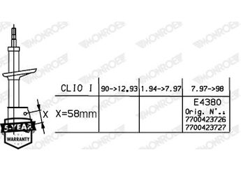 Amortisör Ön Sağ veya Sol MONROE G7485  7700423726 7700423727