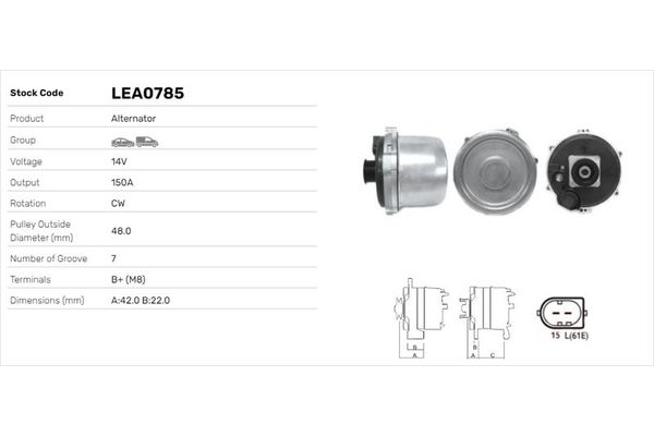 Alternatör  LUCAS ELEKTRIK LEA0785
