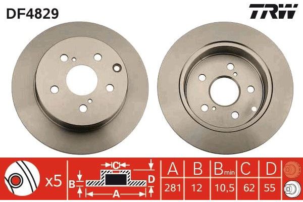 Fren Disk Ayna Arka Sağ ve Sol Toyota RAV4 (A3)(2005->)  TRW DF4829