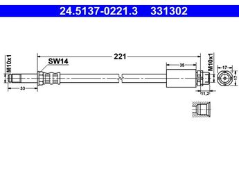 Fren Hortumu Arka Sağ veya Sol ATE 24.5137-0221.3  34306792253 34306762837 34 30 6 762 837 34306768851 34 30 6 768 851 34306789431 34 30 6 789 431