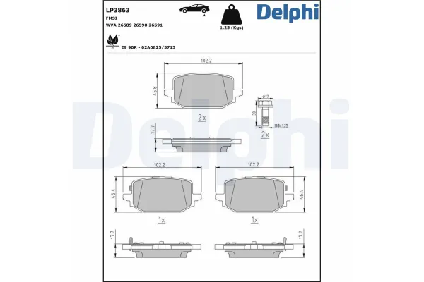 Fren Disk Balata Arka Nissan Qashqai (J12)(03.2021->)  DELPHI LP3863
